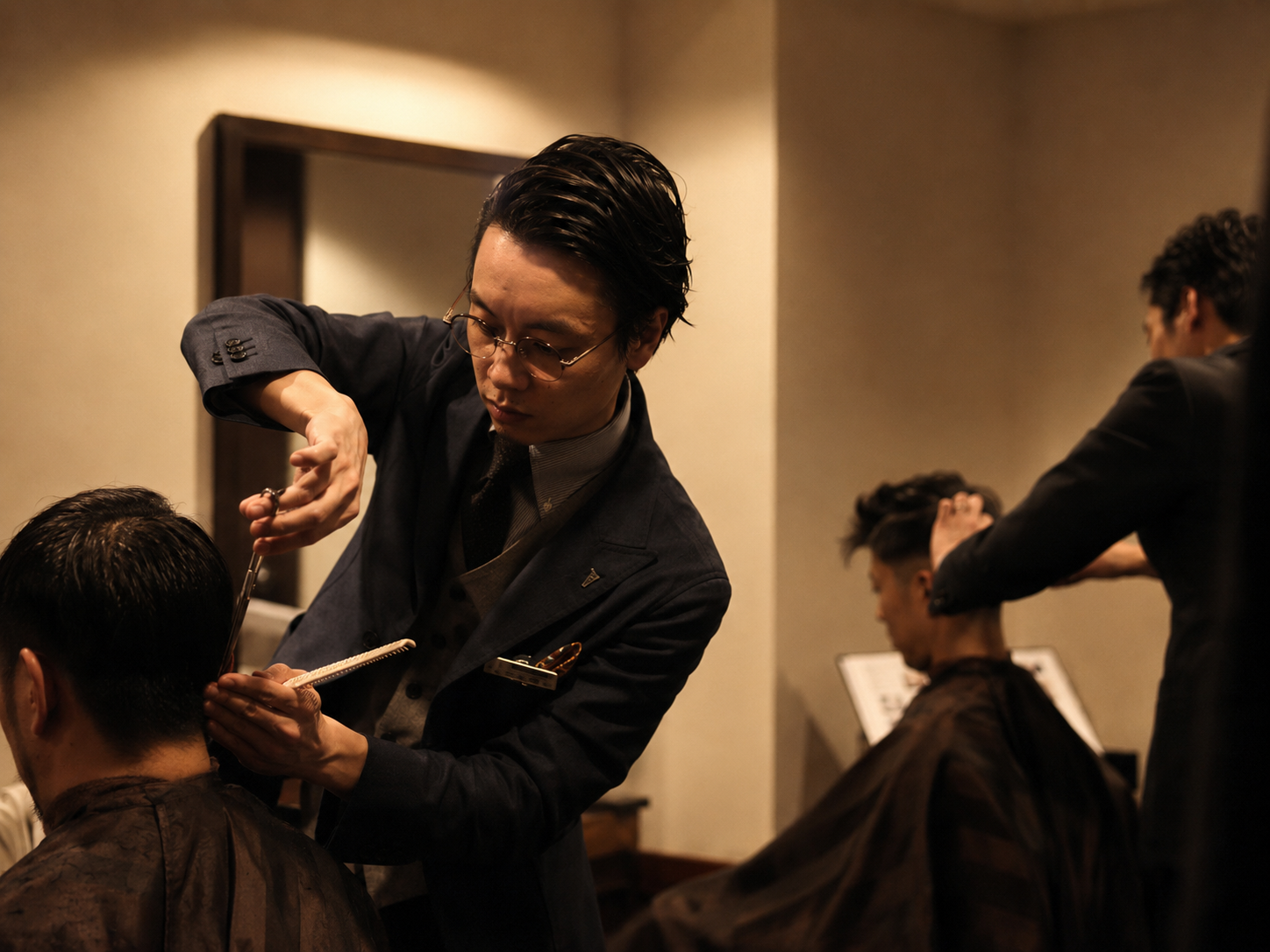 DearBarberの施術風景